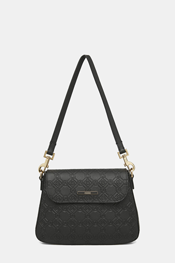 BLACK MONOGRAM LEATHER BAG
