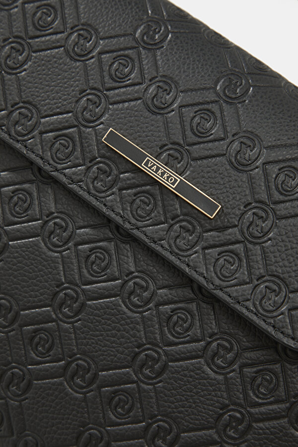 BLACK MONOGRAM LEATHER BAG 6