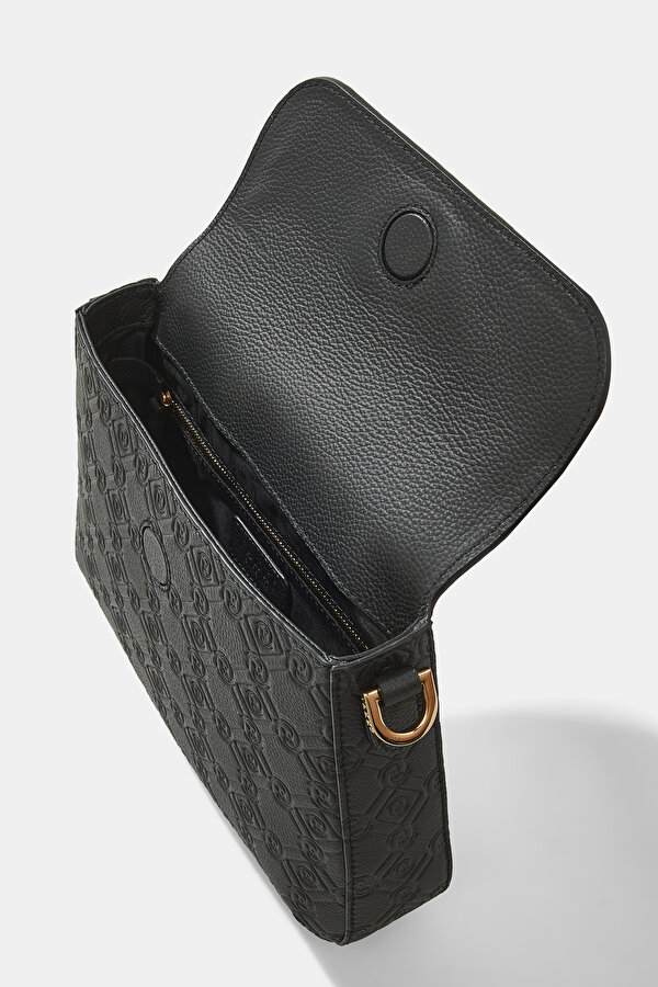 BLACK MONOGRAM LEATHER BAG 7