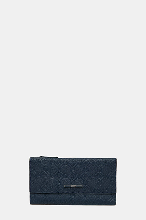 NAVY BLUE MONOGRAM LEATHER WALLET
