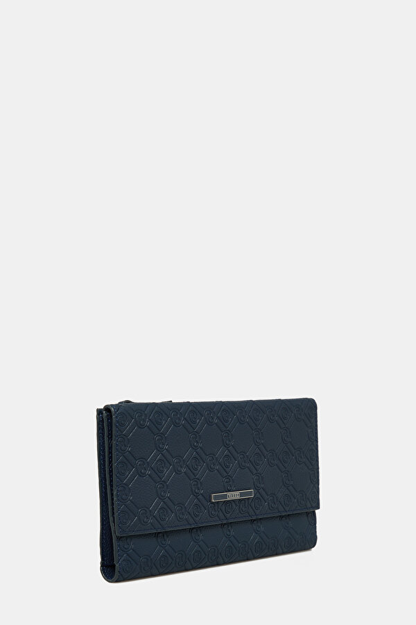 NAVY BLUE MONOGRAM LEATHER WALLET 2