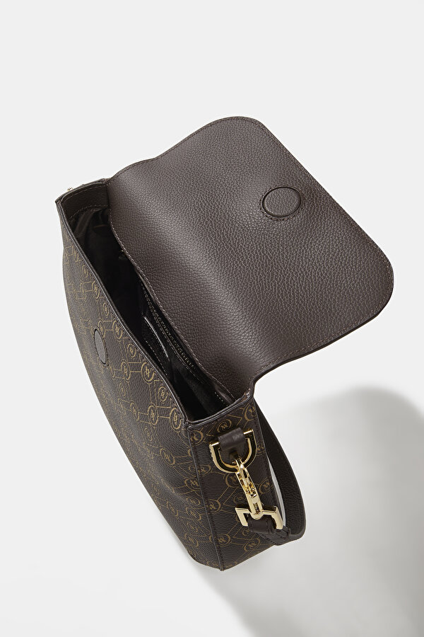 BEIGE MONOGRAM LEATHER BAG 7