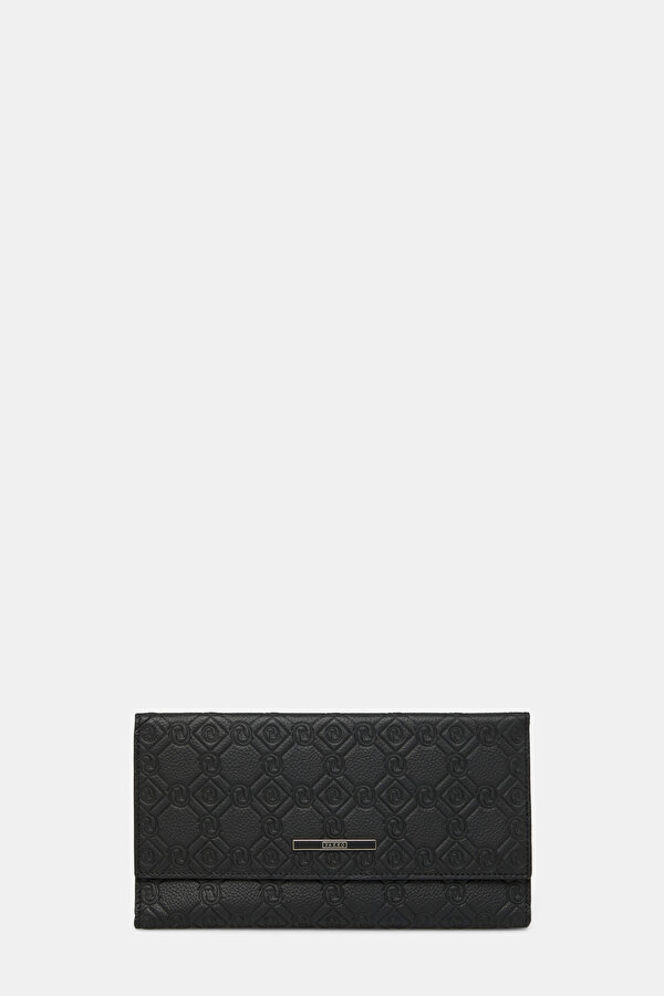 BLACK MONOGRAM LEATHER WALLET