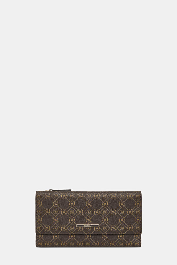 BEIGE MONOGRAM LEATHER WALLET