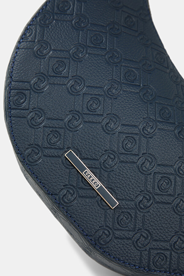 NAVY BLUE MONOGRAM LEATHER BAG 6