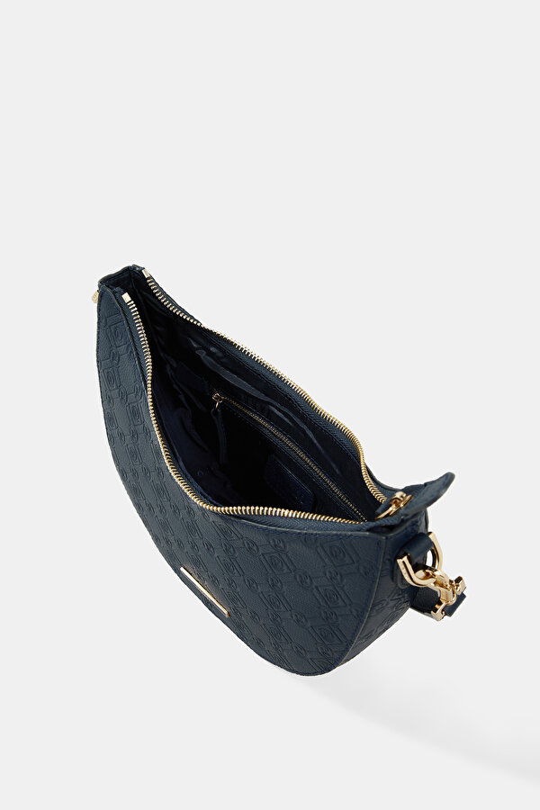 NAVY BLUE MONOGRAM LEATHER BAG 7