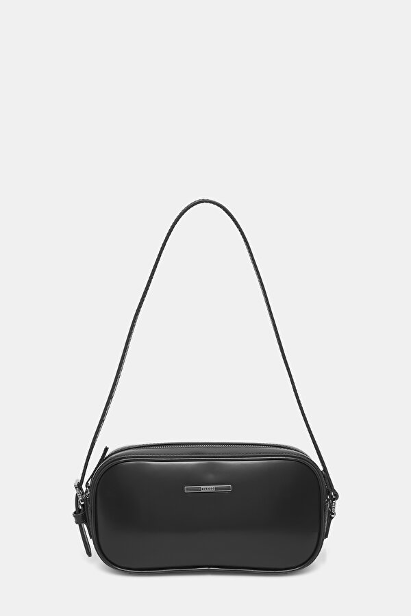 BLACK MONOGRAM LEATHER BAG