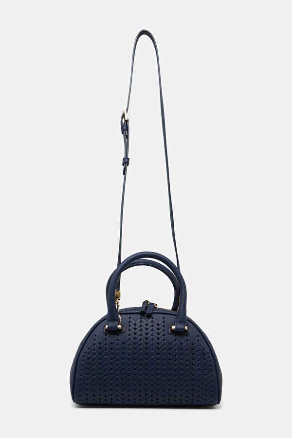 NAVY BLUE MONOGRAM LEATHER BAG
