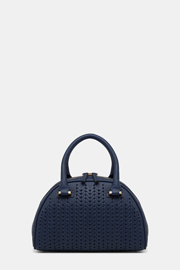 NAVY BLUE MONOGRAM LEATHER BAG 2