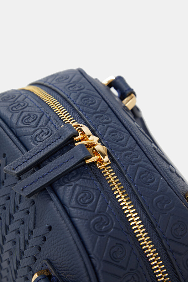 NAVY BLUE MONOGRAM LEATHER BAG 6
