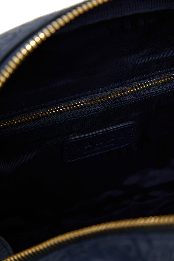 NAVY BLUE MONOGRAM LEATHER BAG 7