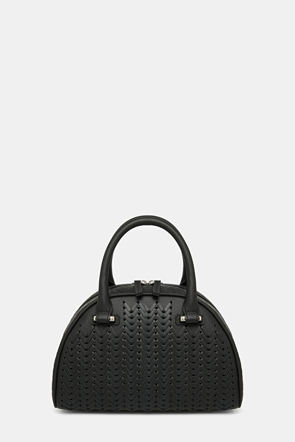 BLACK MONOGRAM LEATHER BAG