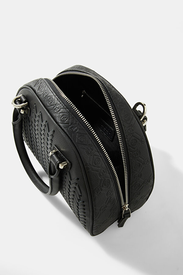 BLACK MONOGRAM LEATHER BAG 7