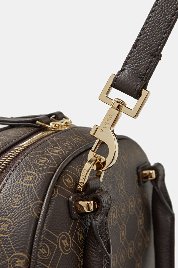BEIGE MONOGRAM LEATHER BAG 7