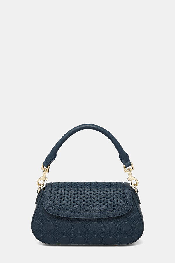 NAVY BLUE MONOGRAM LEATHER BAG