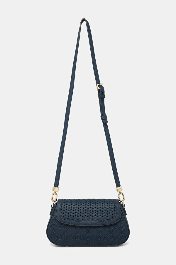 NAVY BLUE MONOGRAM LEATHER BAG 2