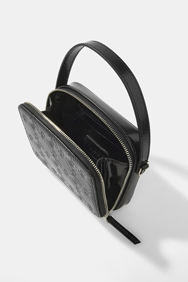 BLACK MONOGRAM LEATHER BAG 6