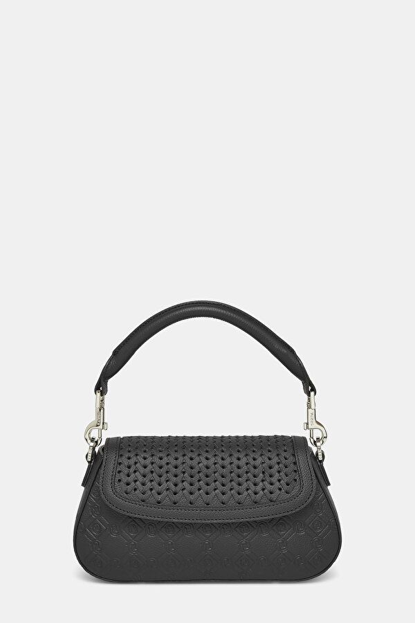 BLACK MONOGRAM LEATHER BAG