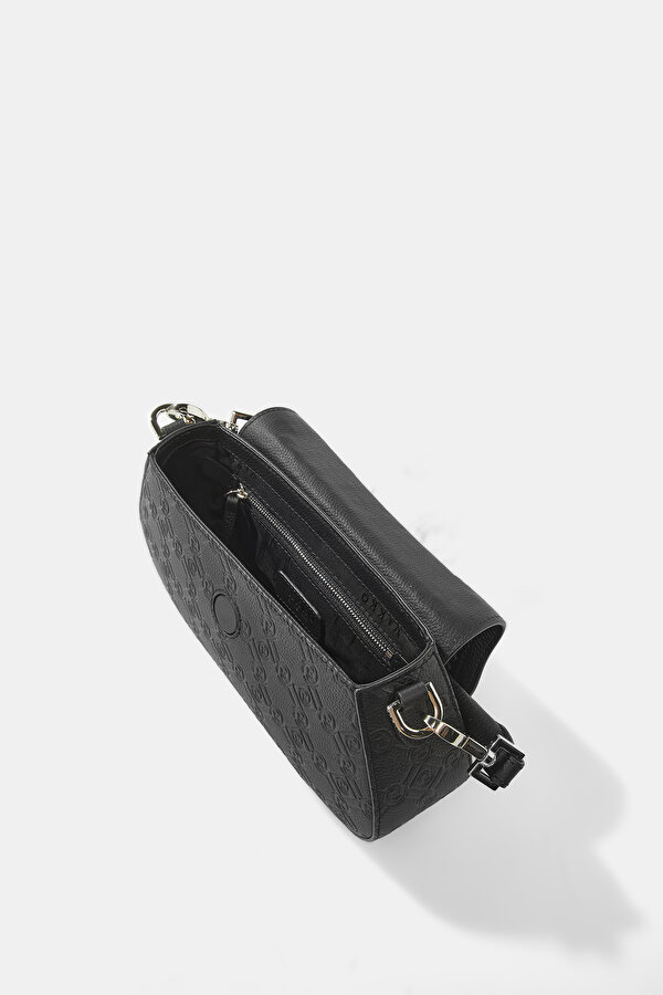 BLACK MONOGRAM LEATHER BAG 6
