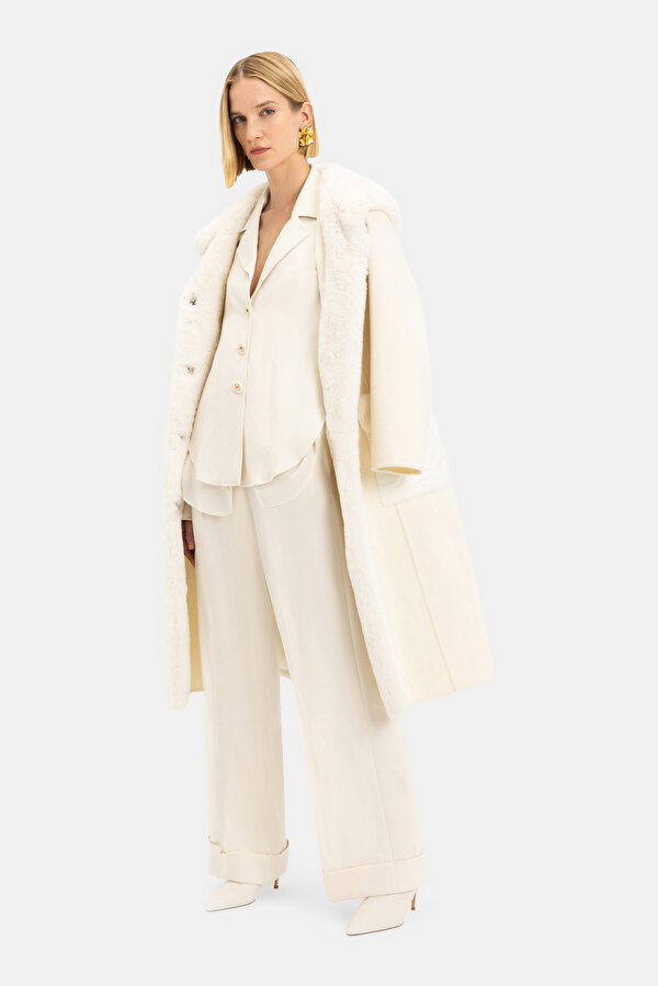 ECRU WIDE LEG TROUSERS