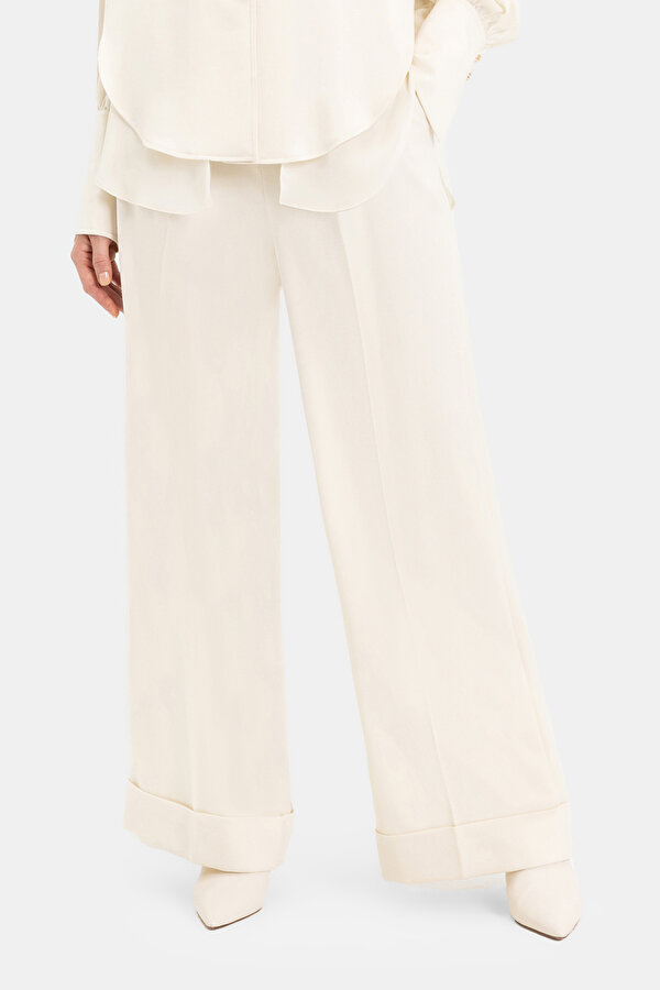 ECRU WIDE LEG TROUSERS 2