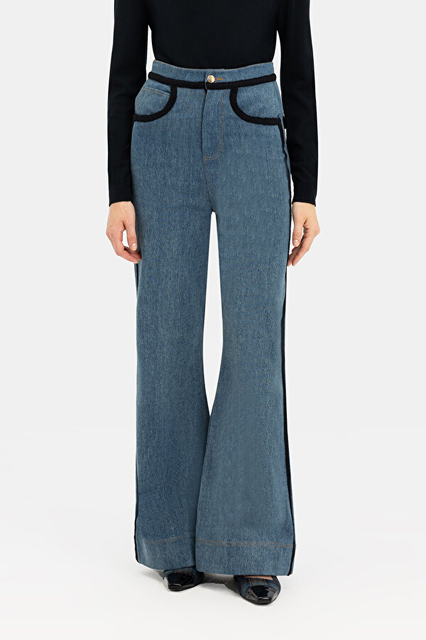 BLACK DESIGN FILLED WIDE LEG TROUSERS 2
