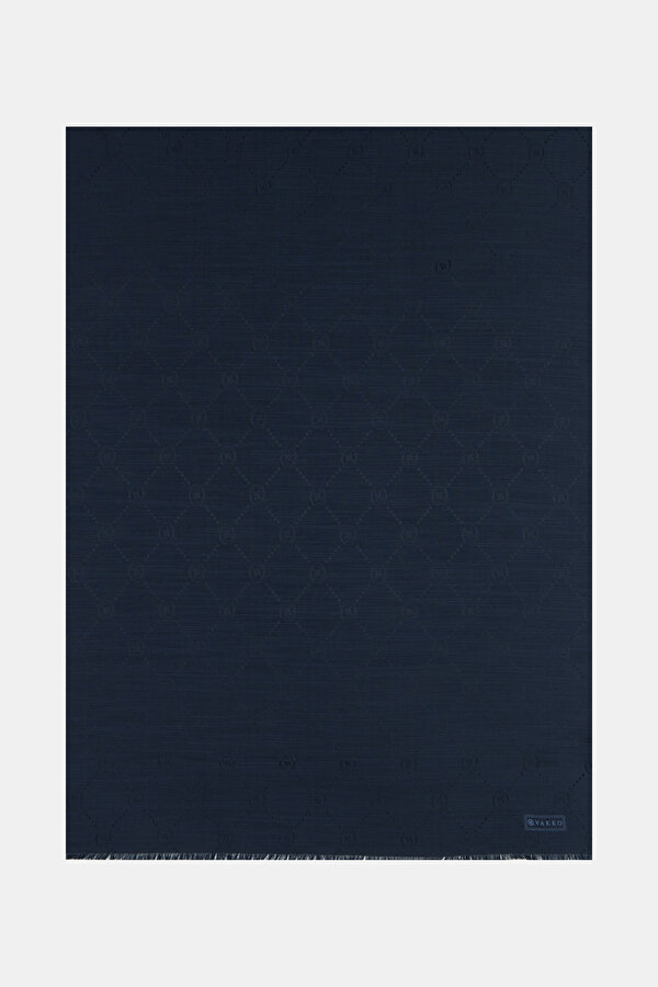 NAVY BLUE COTTON/SILK SHAWL