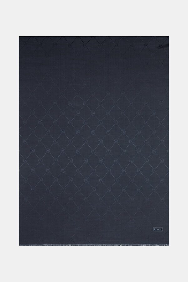 DARK NAVY BLUE COTTON/SILK SHAWL