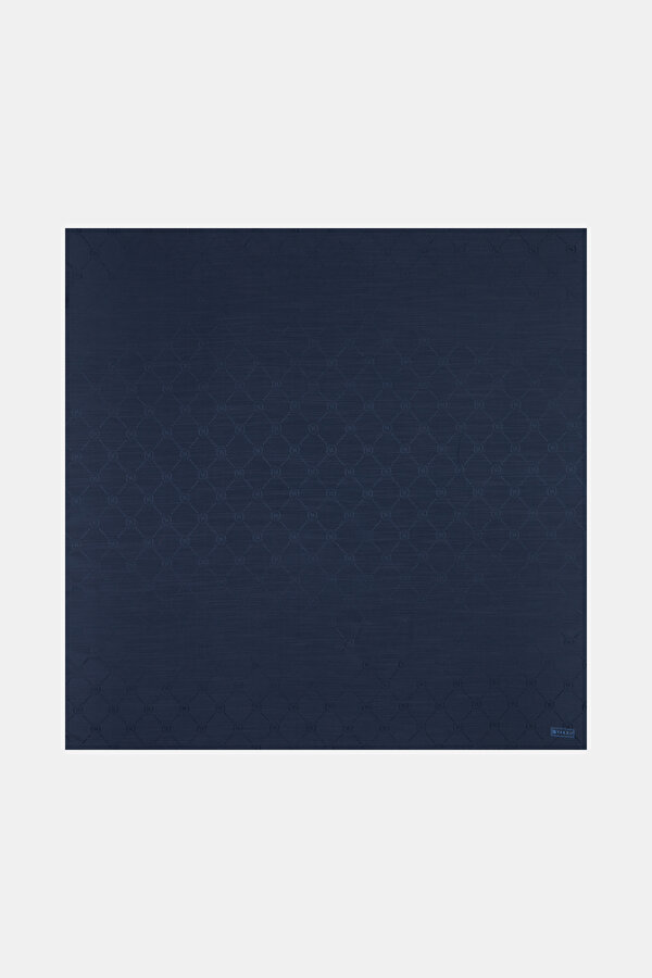 NAVY BLUE COTTON/SILK SCARF