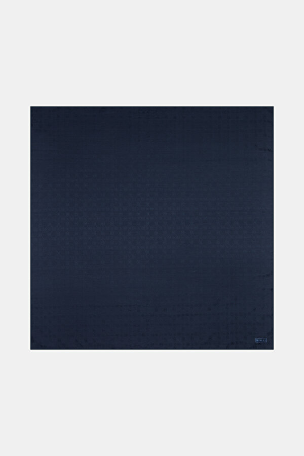 NAVY BLUE COTTON/SILK SCARF
