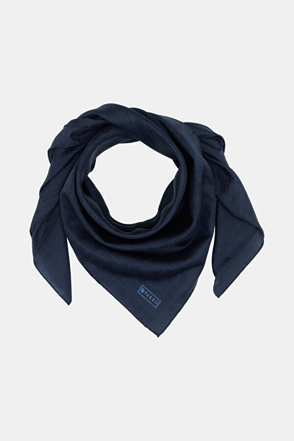 NAVY BLUE COTTON/SILK SCARF 2