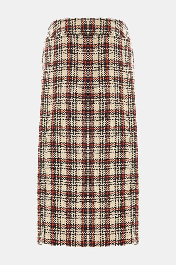 BEIGE DESIGN FILLED WOOL SKIRT 2