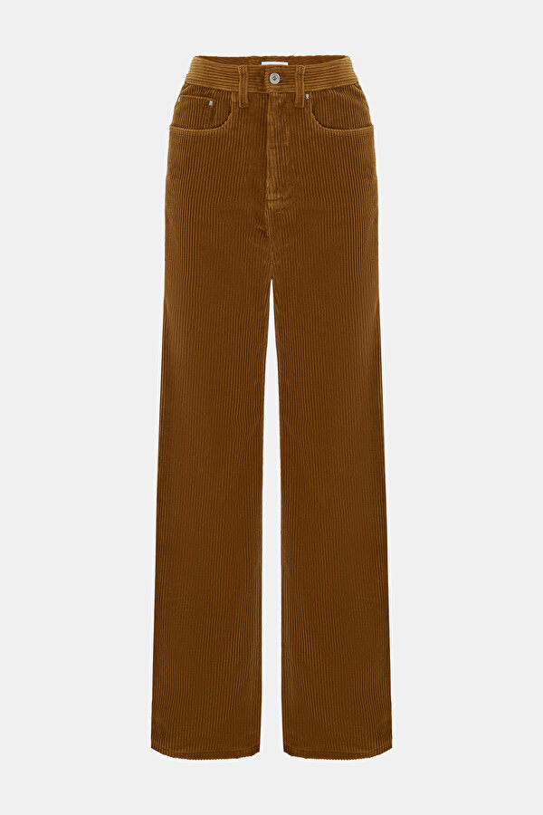 TAN STRAİGHT CUT TROUSERS