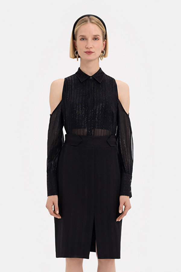 BLACK WOOL ABOVE THE KNEE SKIRT 6