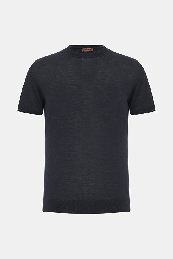 NAVY BLUE BASIC / ROUND NECKLINE TRICOT