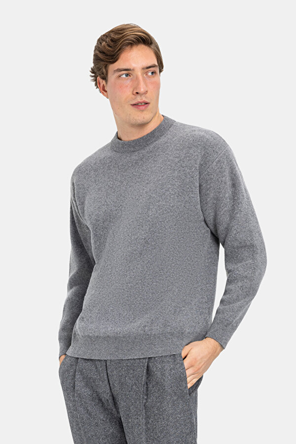 ANTHRACITE MELANGE BASIC / ROUND NECKLINE TRICOT