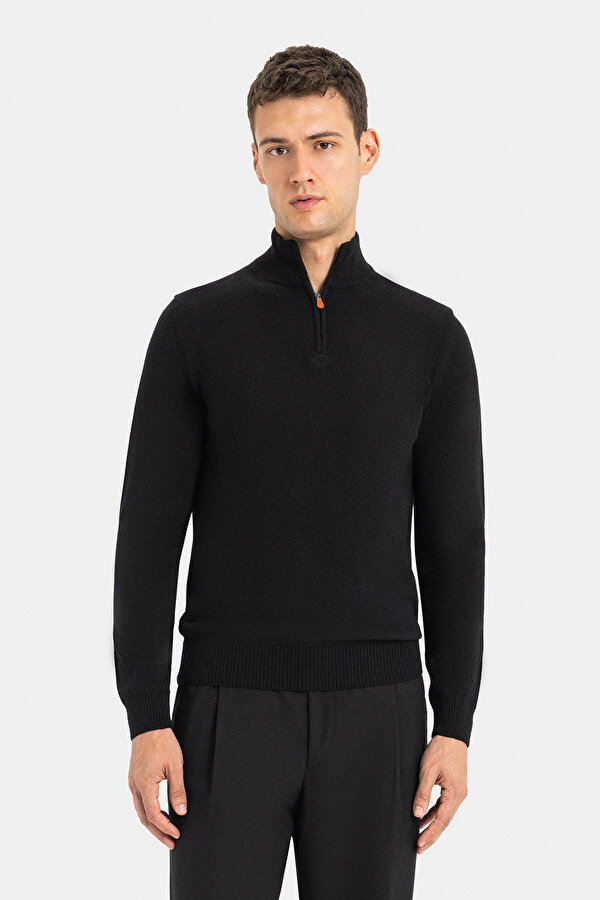 BLACK 1/2 TURTLENECK TRICOT