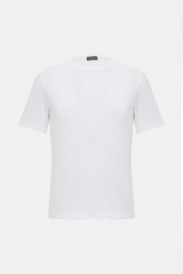 WHITE BASIC / ROUND NECKLINE SHORT SLEEVE TSHIRT