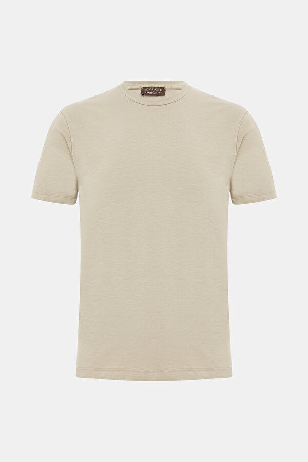 BEIGE BASIC / ROUND NECKLINE SHORT SLEEVE TSHIRT