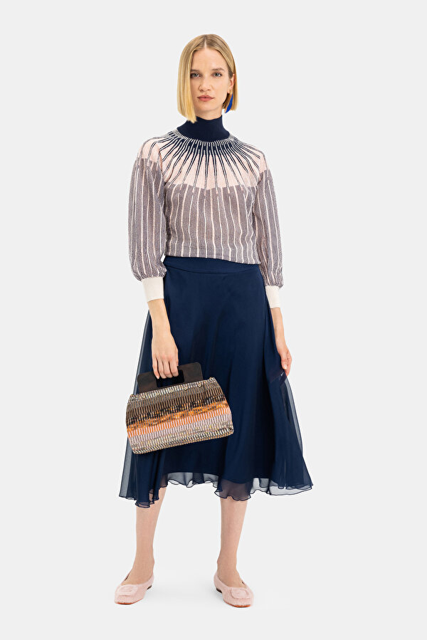 NAVY BLUE MIDI SKIRT