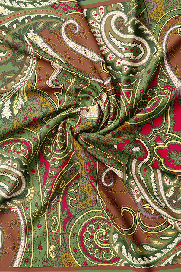 YEŞİL ŞAL DESENLİ TWILL EŞARP 2