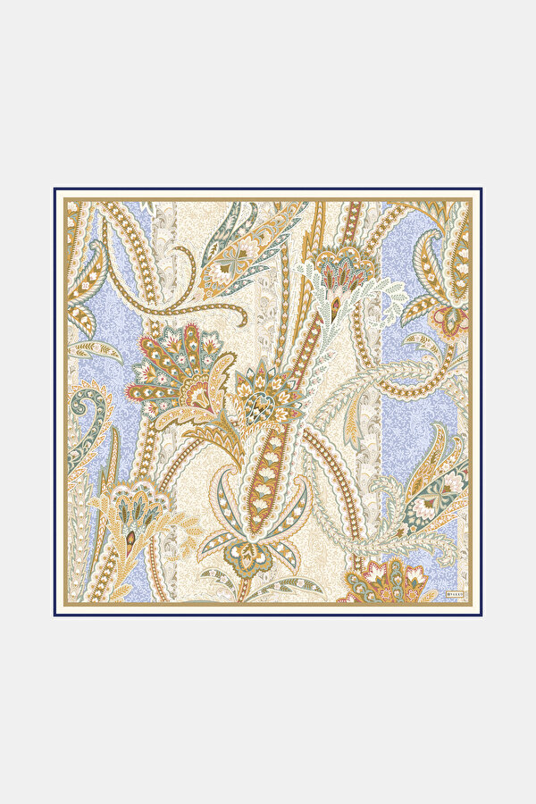 ECRU PAISLEY PATTERNED TWILL SCARF