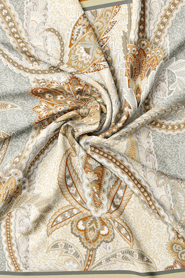 CAMEL PAISLEY PATTERNED TWILL SCARF 2