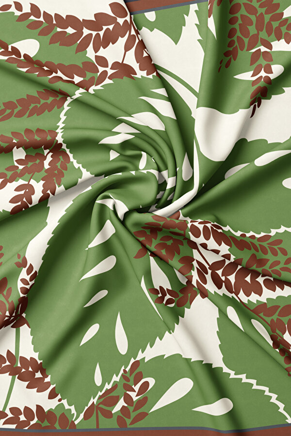 KIRIK BEYAZ ÇİÇEK DESENLİ TWILL EŞARP 2