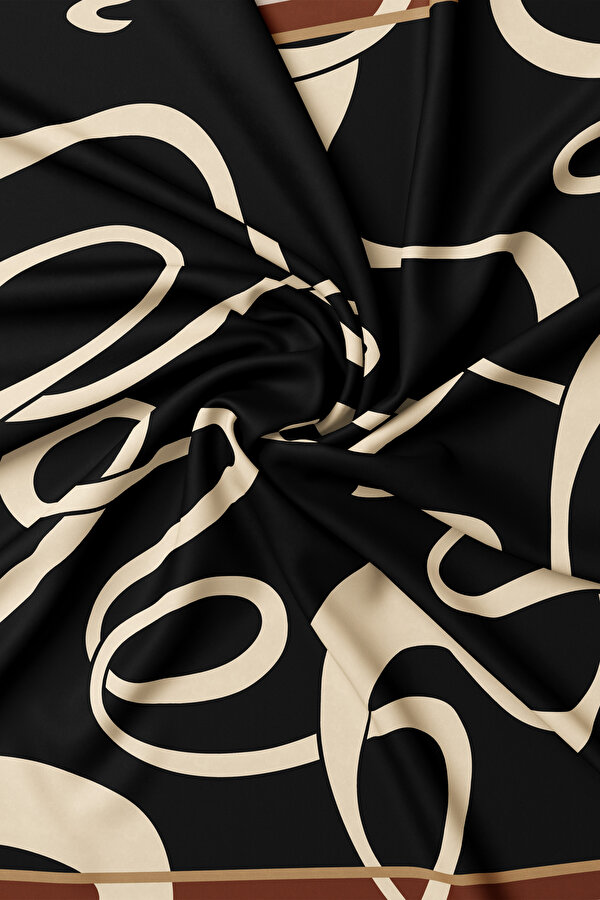 SİYAH GEOMETRİK DESENLİ TWILL EŞARP 2