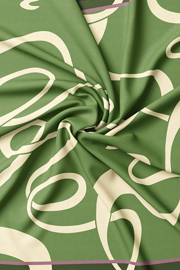 YEŞİL GEOMETRİK DESENLİ TWILL EŞARP 2