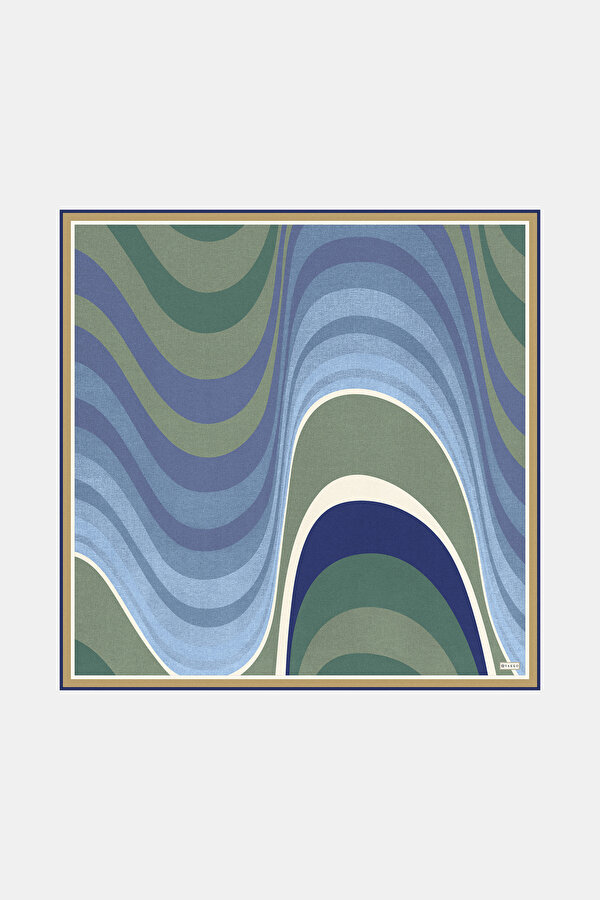 LIGHT BLUE GEOMETRIC DESIGN TWILL SCARF