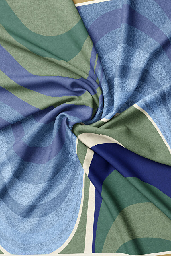 LIGHT BLUE GEOMETRIC DESIGN TWILL SCARF 2
