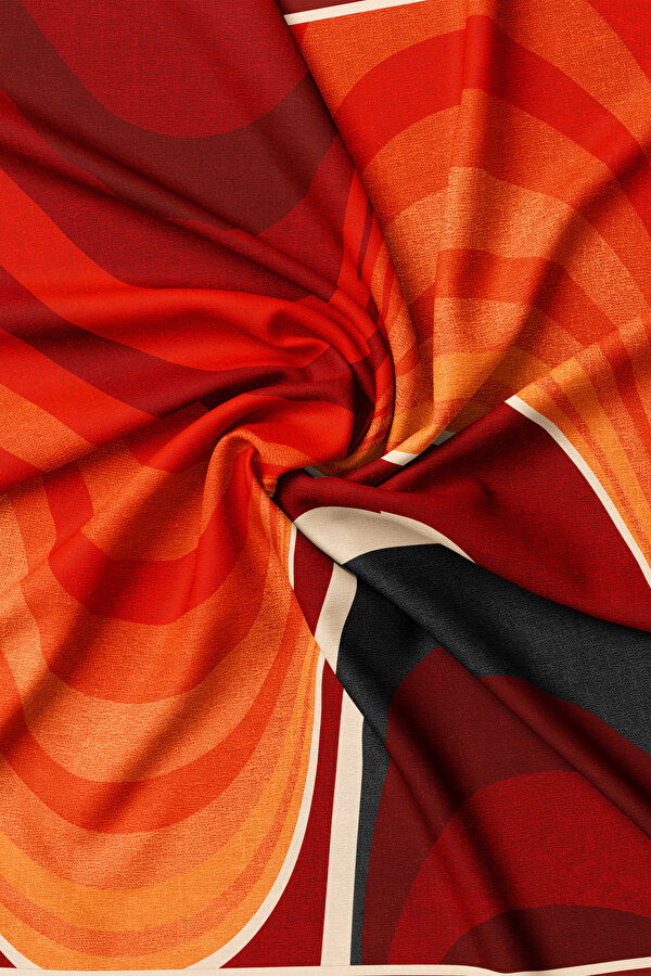 BORDO GEOMETRİK DESENLİ TWILL EŞARP 2