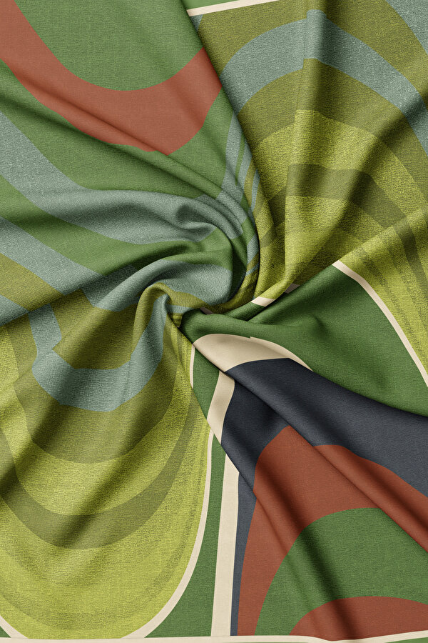 YEŞİL GEOMETRİK DESENLİ TWILL EŞARP 2